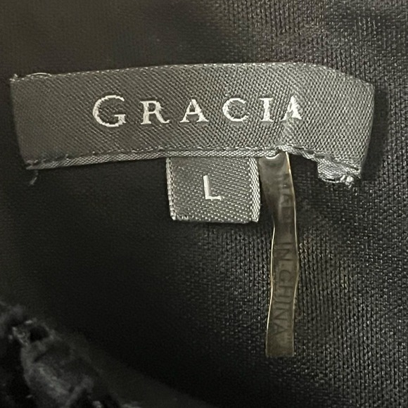 Gracia Black Textured Fit and Flare Knee Length Sleeveless Dress Women's Large - Picture 3 of 10